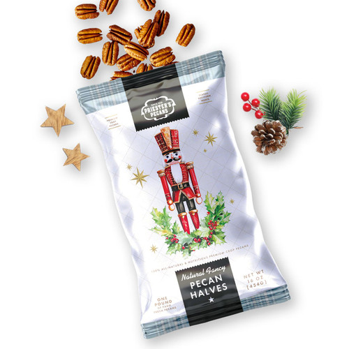Natural Pecan Halves - 1 lb Holiday Bag