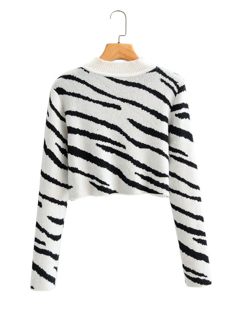 Human Zebra Stripe Cropped Top