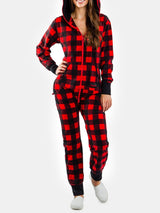 Human Plaid Hoodies Jumpsuit Pajama